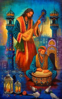 S. A. Noory, 30 x 48 Inch, Acrylic on Canvas, Figurative Painting, AC-SAN-253